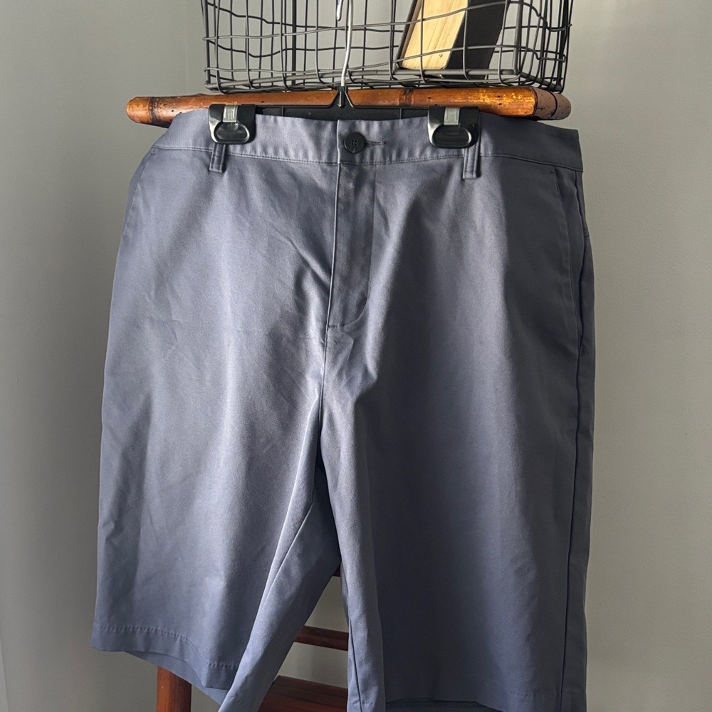 adidas Men's Blue/Gray Flat Front Golf Shorts